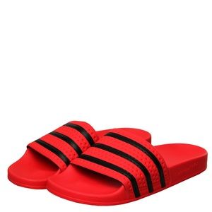 adidas red and black slides